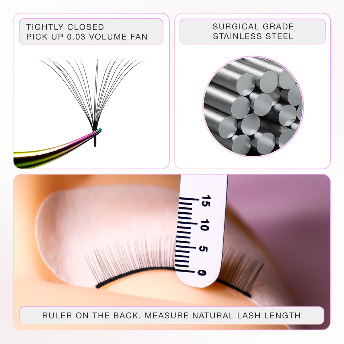 Curacoro Pinza de pestañas – Pinzas profesionales y de precisión para extensiones de pestañas, multiformas y propósitos, pinzas para volumen, aislamiento y pestañas clásicas (plata, fan-lash-tic)