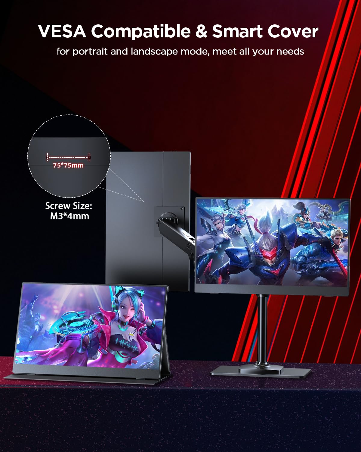 Monitor Portátil UPERFECT Mate 2K 120Hz para Juegos de 16 Pulgadas con HDR FreeSync y Cuidado de los Ojos