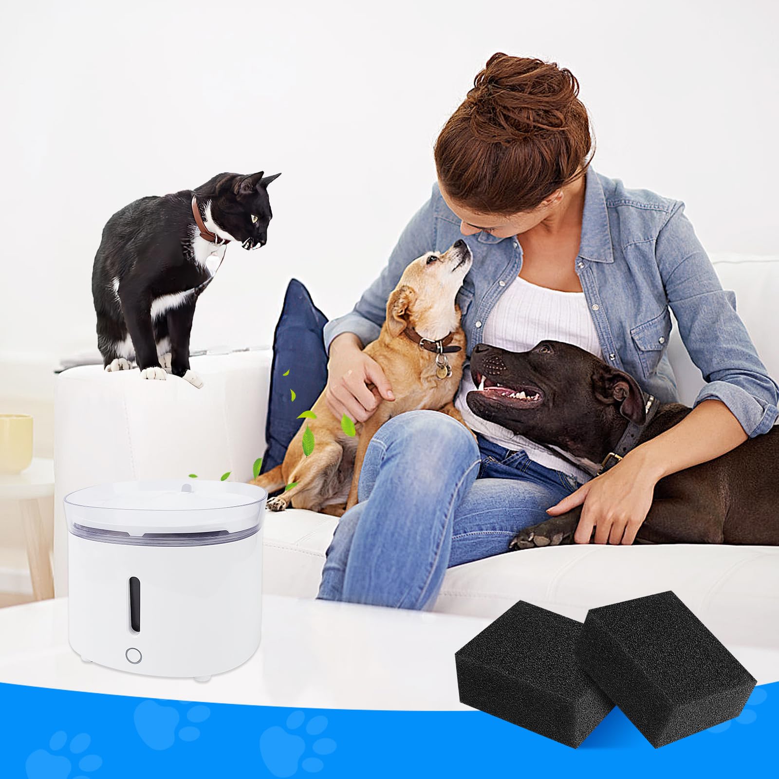 Paquete de 8 Esponjas Prefiltrantes MyfatBOSS Negro para Fuente de Agua de Gatos WF20/CF20 de 2L
