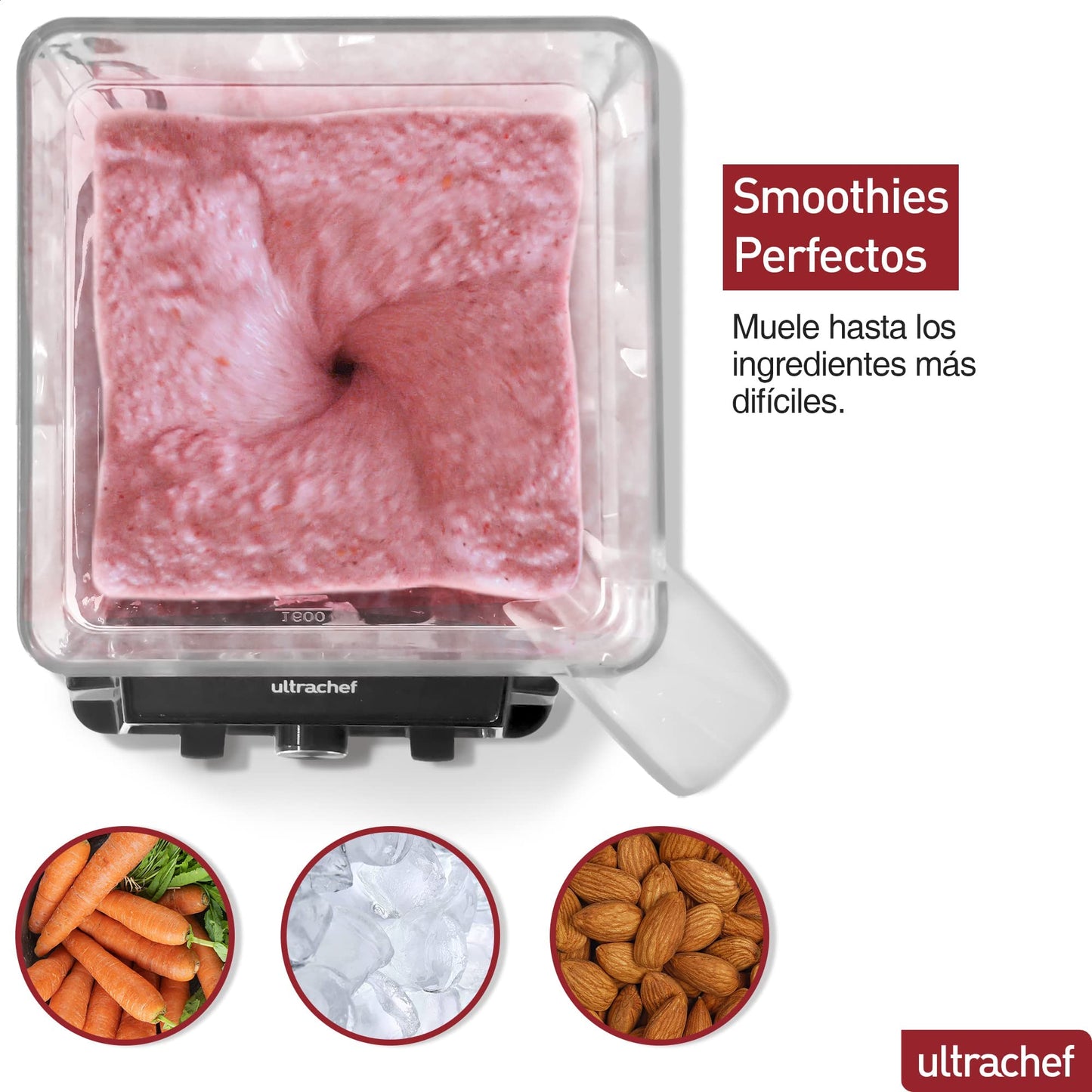 Vaso de Repuesto ULTRACHEF Transparente con Cuchillas de Acero Inoxidable para Licuadora Profesional U2000 1800 ml BPA FREE