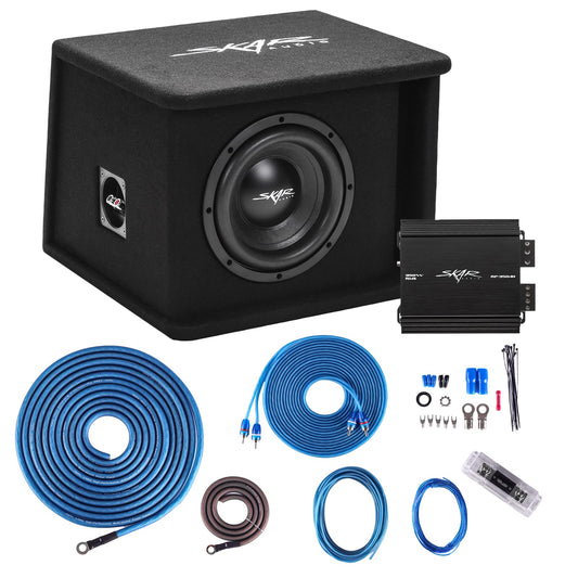 Skar Audio Single 8" Completo 700 W Serie SDR Subwoofer Paquete de graves – Incluye caja cargada con amplificador