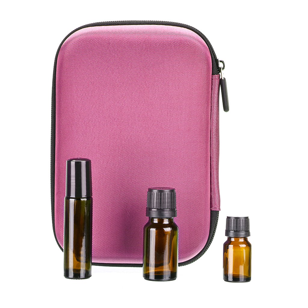 Hipiwe Hard Shell Essential Oil Carrying Case Holds 12 Bottles (Can hold 5ml, 10ml, &10ml Rollers) Travel Size Essential Oils Bag Organizer Perfect for Young Living, doTERRA, and more (Pink)