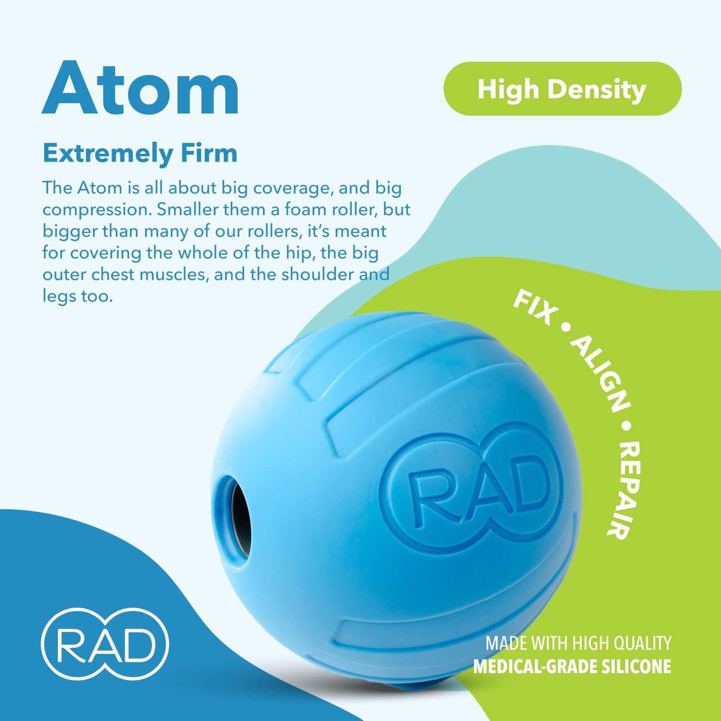 Pelota de Masaje RAD Atom Extra Firme para Recuperación y Movilidad