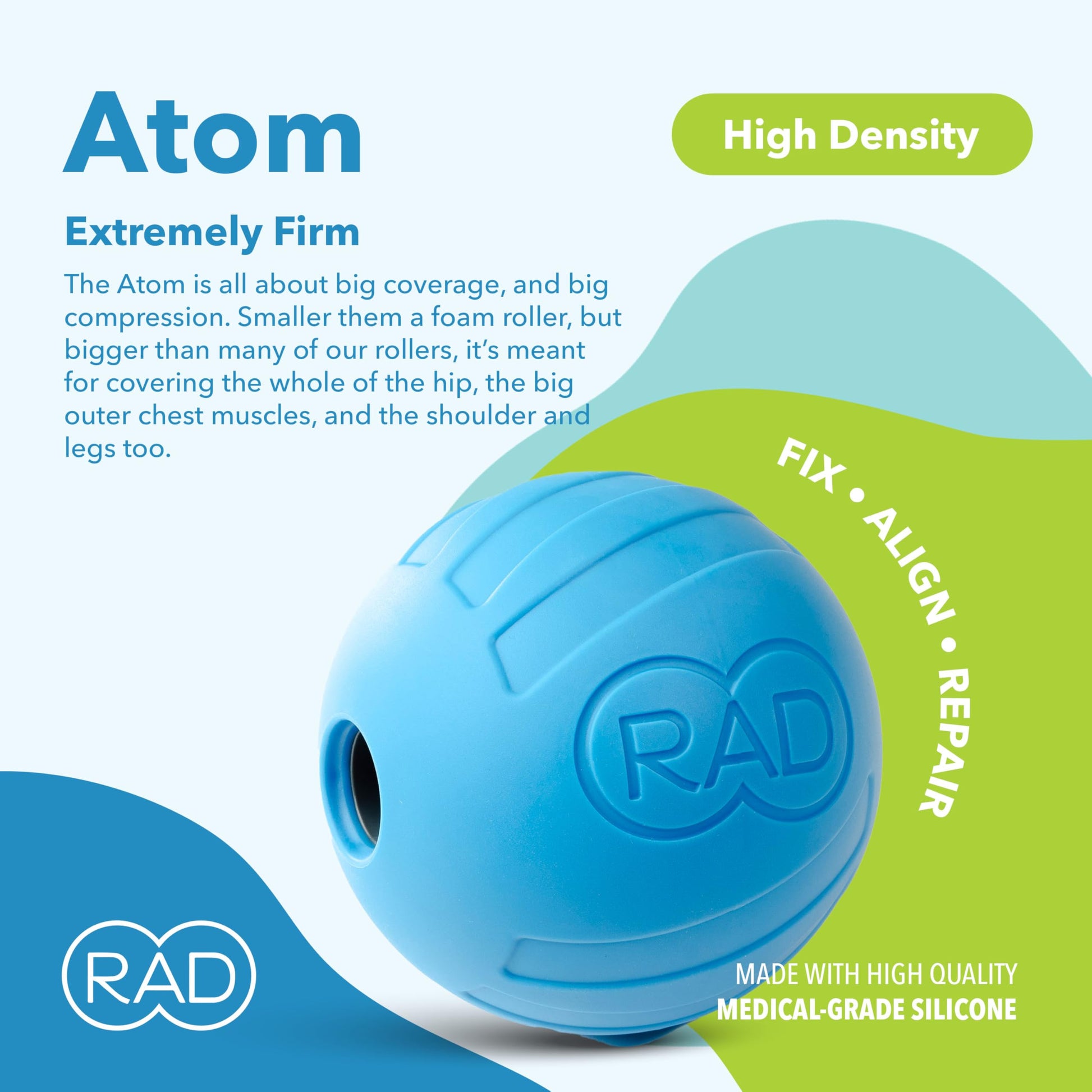 Pelota de Masaje RAD Atom Extra Firme para Recuperación y Movilidad