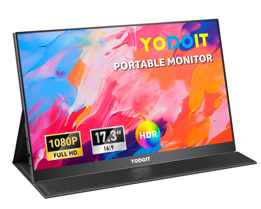 Monitor Portátil Yodoit 17.3 Pulgadas IPS FHD 1080P USB Type-C SRGB HDR para Laptop y Consolas
