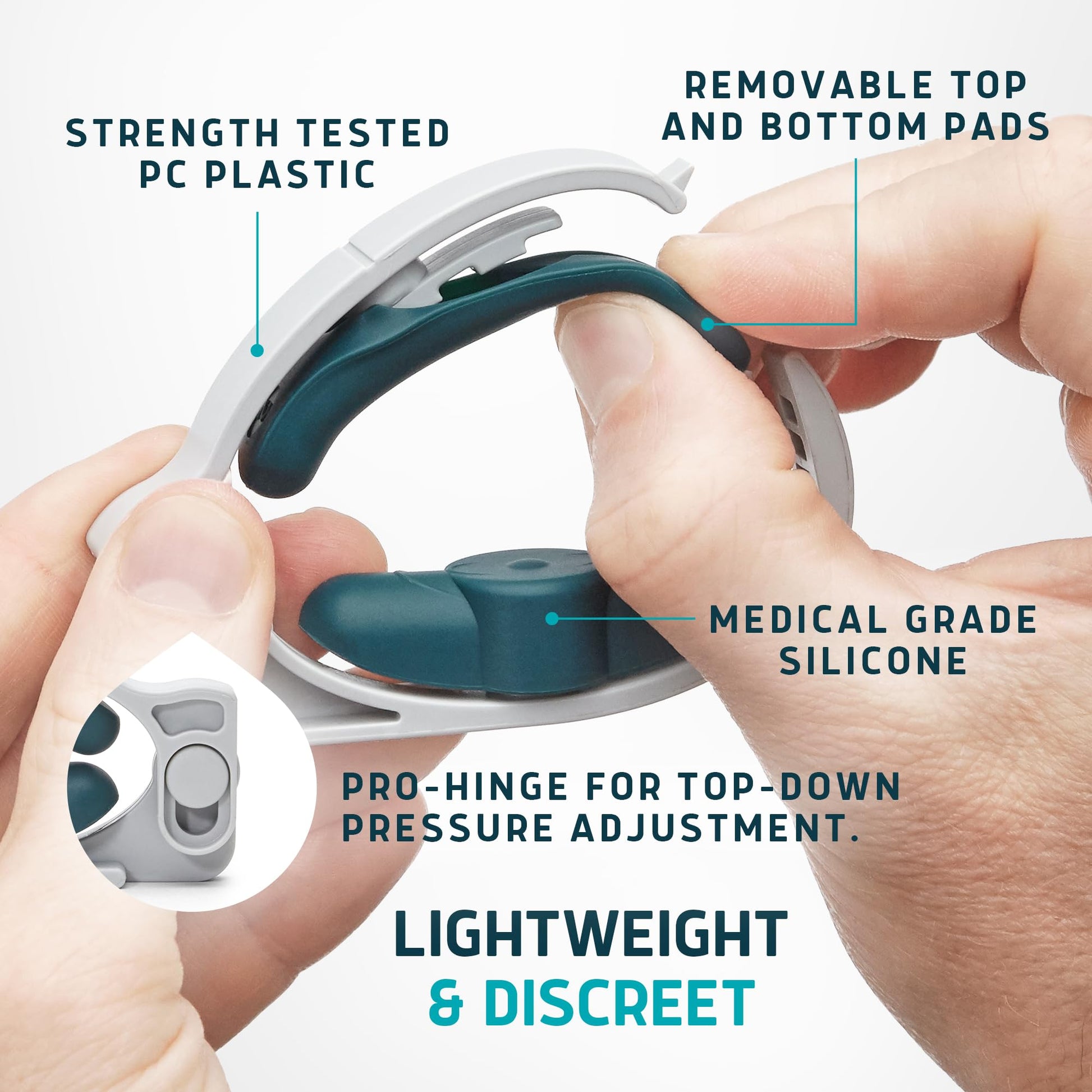 Lunderg-Abrazadera Freedom de con la innovadora ProHinge para presión descendente y 5 accesorios diferentes Abrazadera para el pene totalmente personalizable para la incontinencia Productos para la in