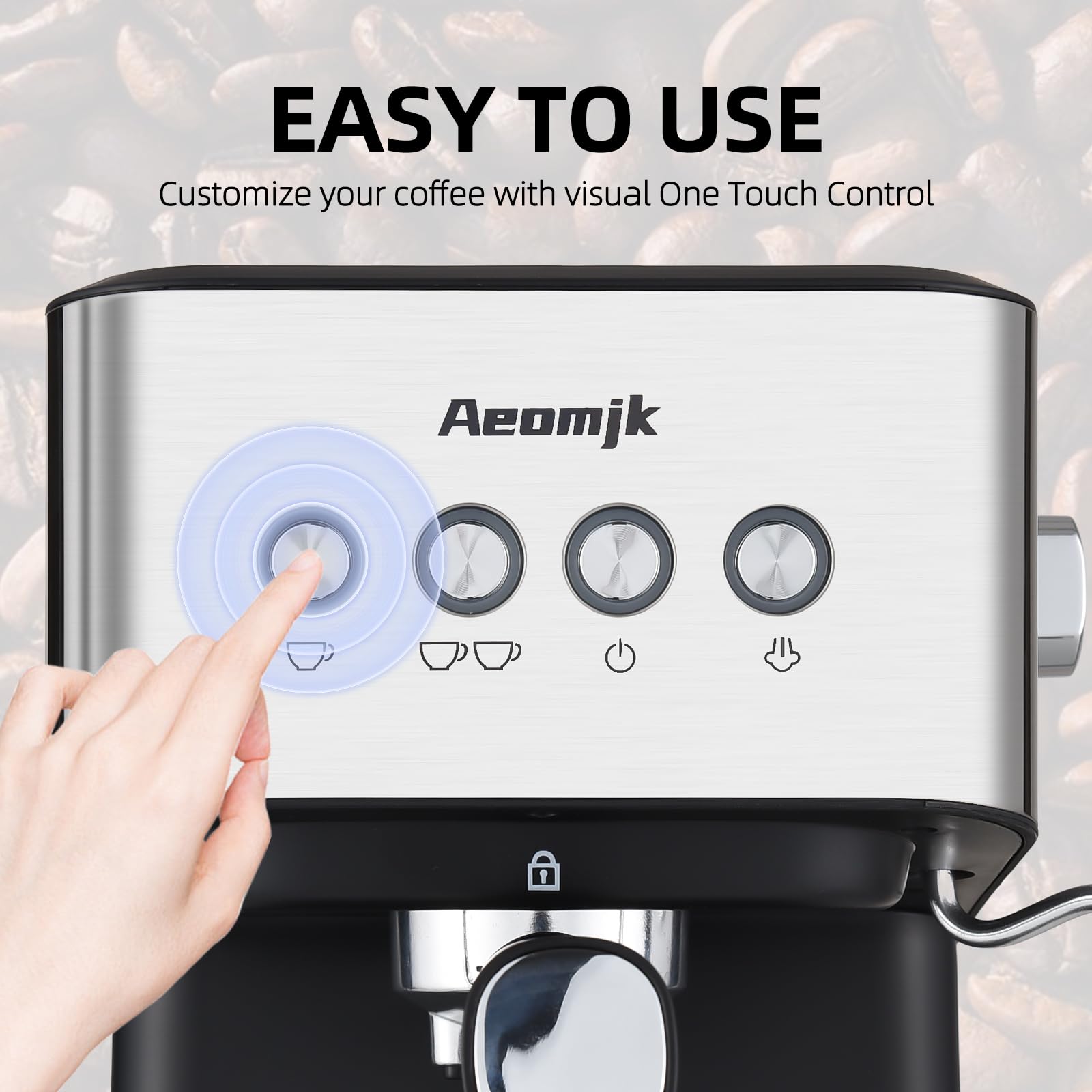 Feiniao 15Bar Máquina de Espresso Cafetera semiautomática multifunción de 1050W con vaporizador de leche, depósito de agua de 1.5L, Semi Cafetera Automatica para Capuchino, Latte y Macchiato