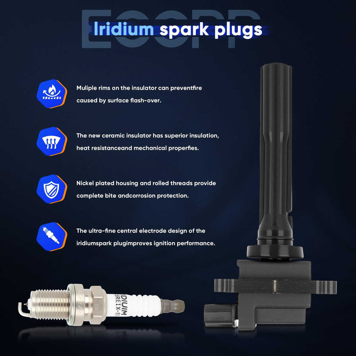 Bocinas de Encendido ECCPP UF237 con Bujías de Iridio para Tracker/XL-7/Vitara V6 2004-2007