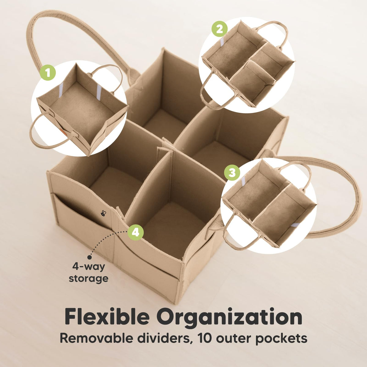 KeaBabies Organizador de pañales para bebé con asa, portátil (topo)