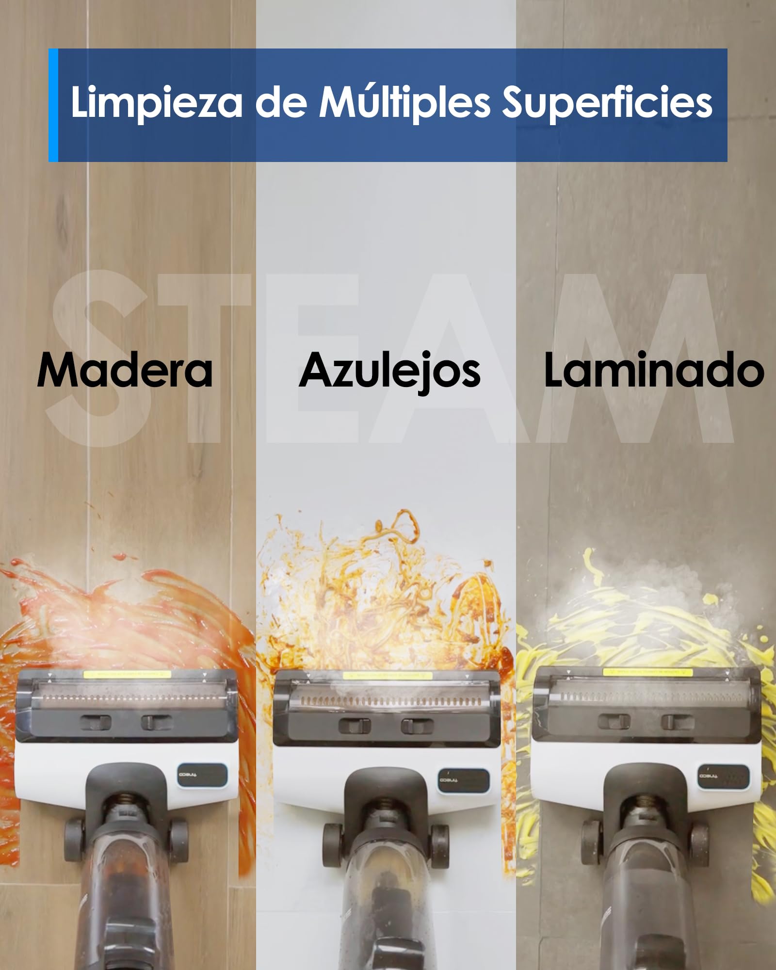 Aspiradora Tineco IFLOOR 5 Steam Blanca Todo en Uno para Suelos de Madera Dura para Mujer