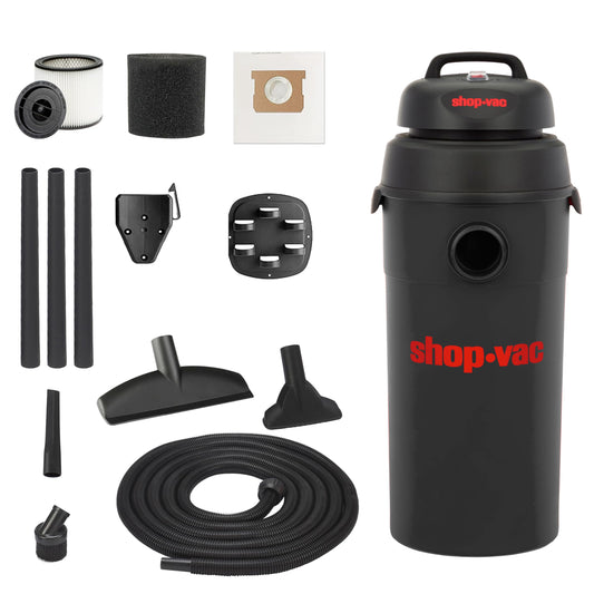 Aspiradora Shop-Vac de Pared Húmedo/Seco 5 Galones 5.5 Picos Ideal para Garaje, Taller y Hogar