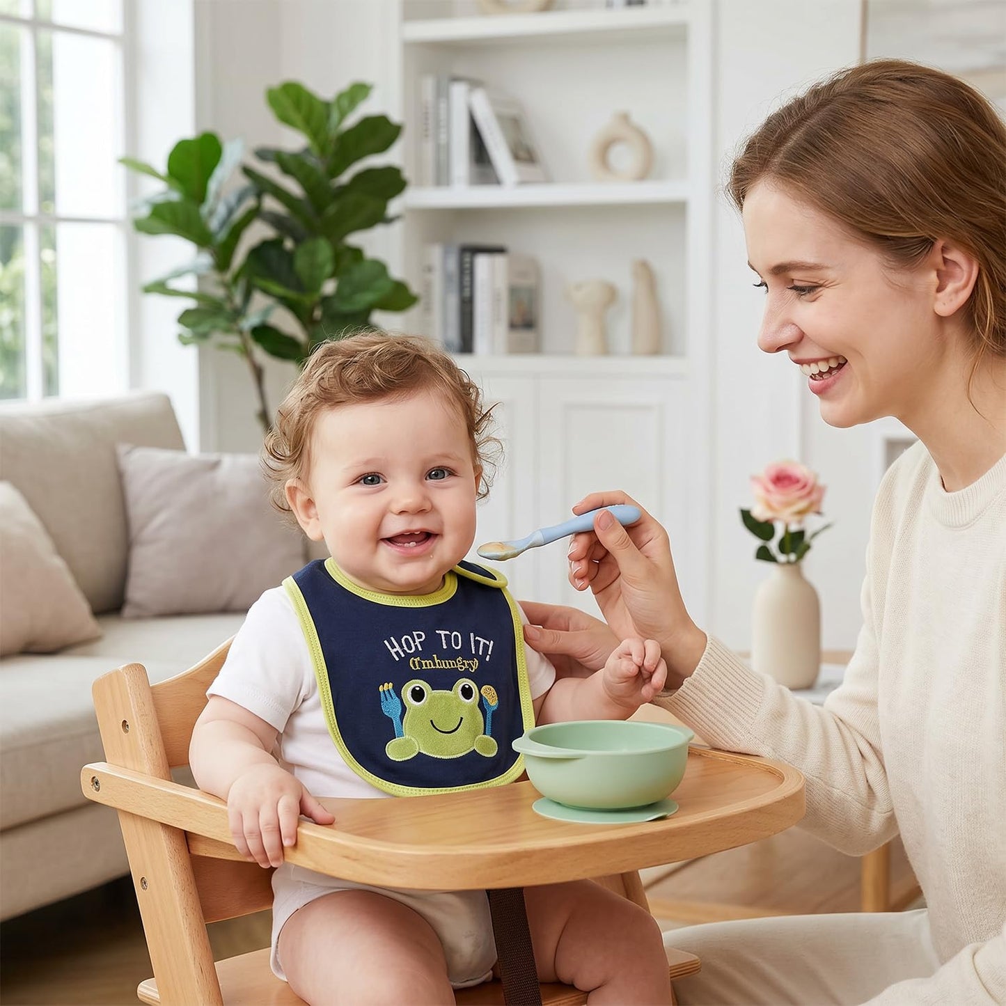 Pack de 12 Baberos para Bebé, Baberos para Comer con Estampado de Animales, Protectores contra Babeo y Comida, Suaves y Absorbentes, Ajustables para Niños y Niñas, Regalo de Baby Shower