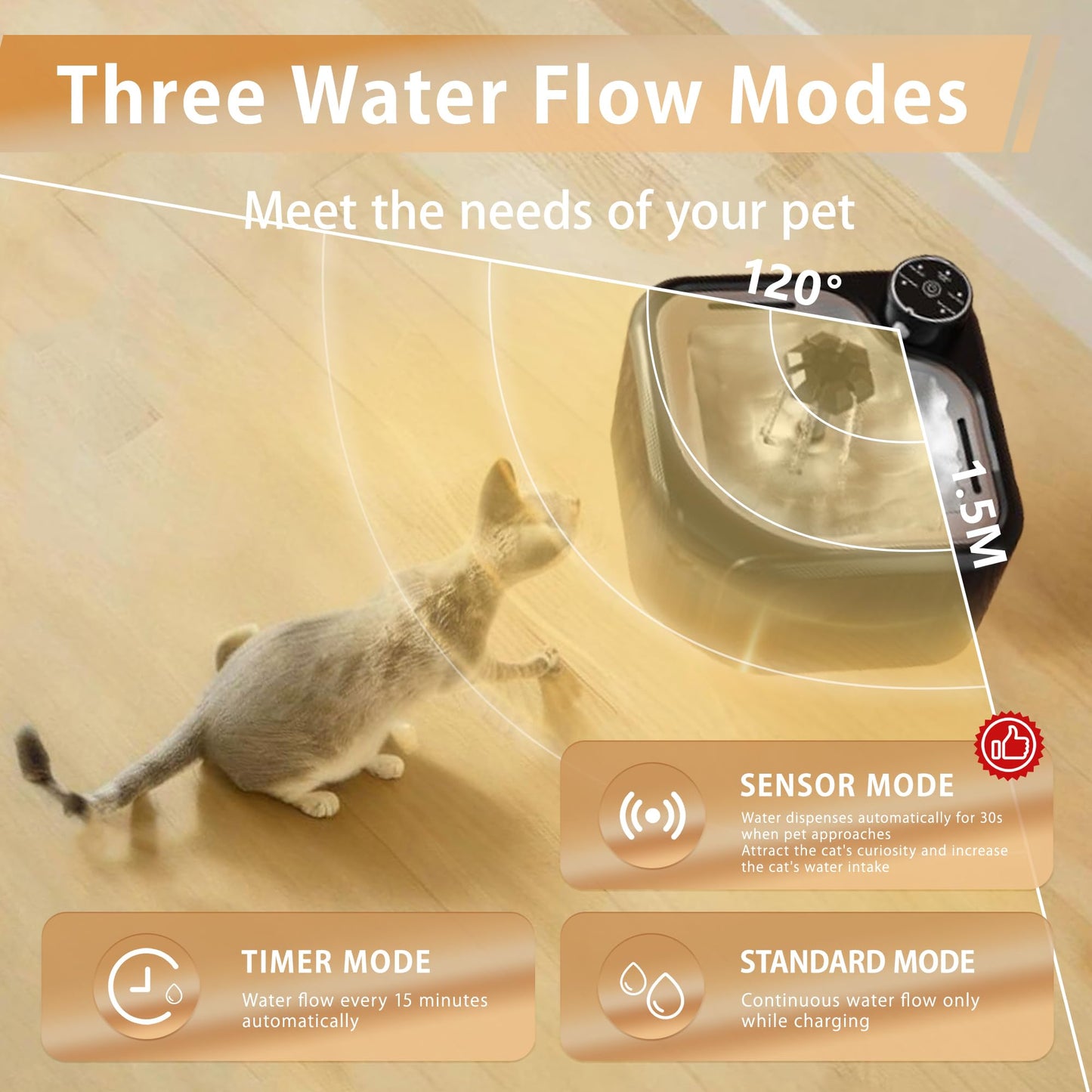 Fuente de agua inalámbrica para gatos con paquete de 4 filtros de repuesto de 94 oz/2.8 l, inalámbrica, funciona con pilas, con bandeja de acero inoxidable, dispensador automático de agua para gatos y