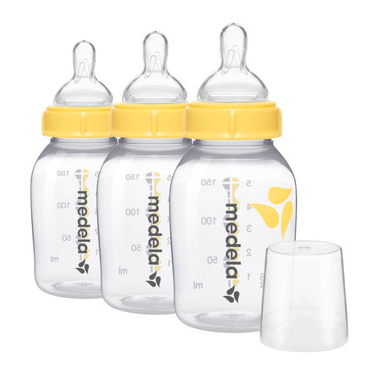 Biberones Medela Translucent Set de Botellas con Tetinas Flujo Lento 0-4 Meses para Bebés Niños, Juego de 16 Piezas