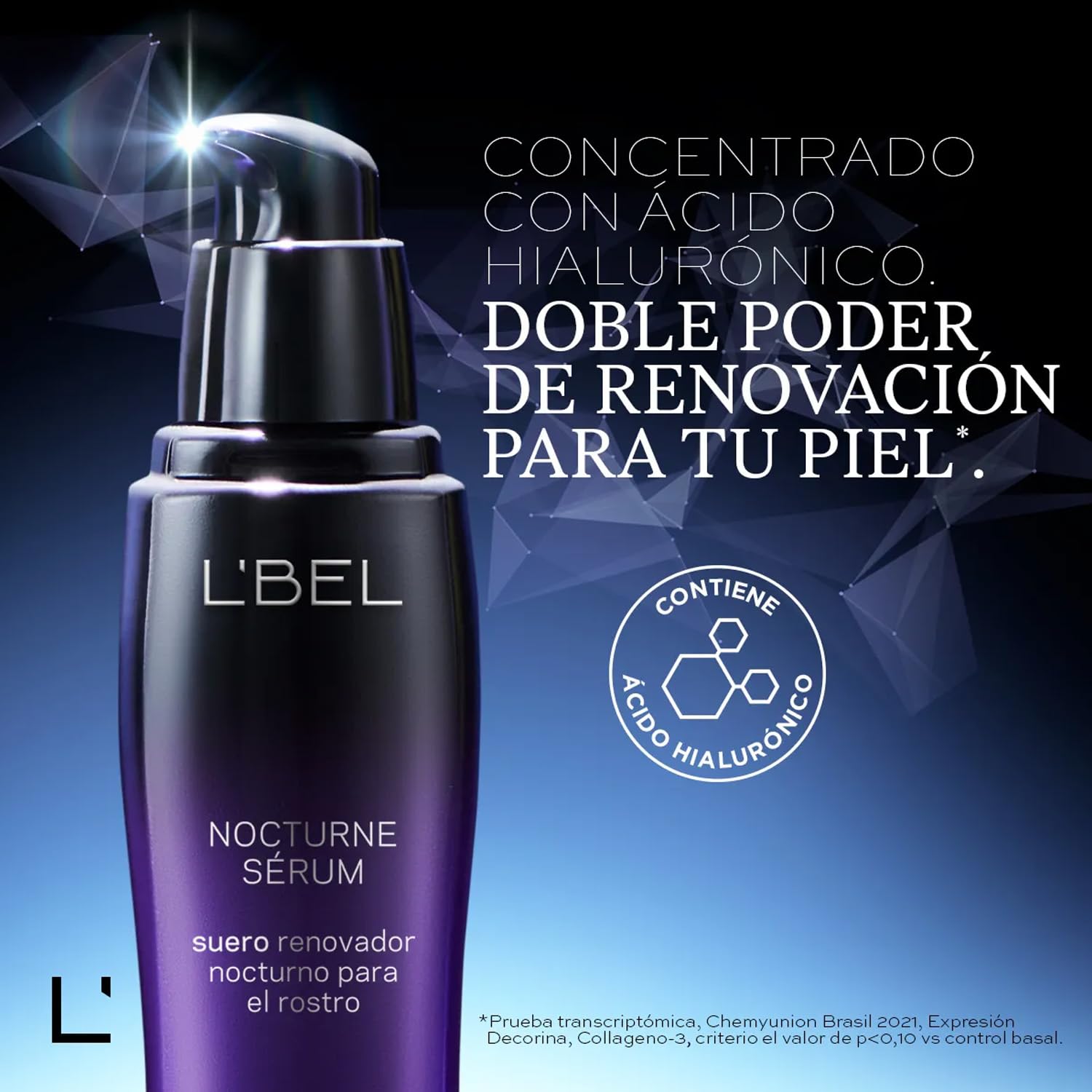 L'BEL - Set Nocturne, Contorno Ojos 15 g + Sérum Antiedad 30 ml + Bolsa de Regalo, con Ácido Hialurónico, Cuidado Facial, Skincare, para Todas Edades, para Rosto Saludable y Descansado