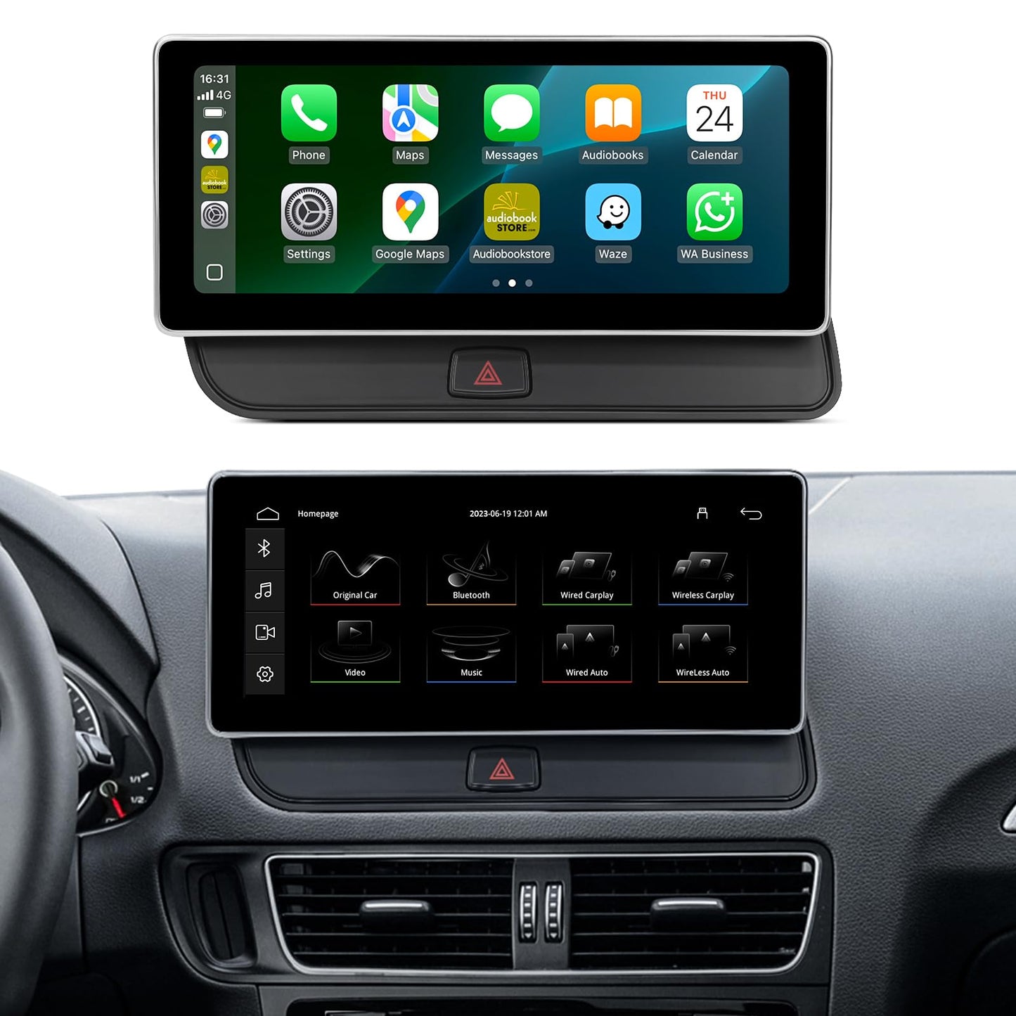 visualización táctil inalámbrica CarPlay de 10.25 pulgadas para Audi Q5 SQ5 2009-2017 reproductor de CD con sistema multimedia (3GMMI), compatible con doble sistema operativo (OEM+Linux) AHD cámara
