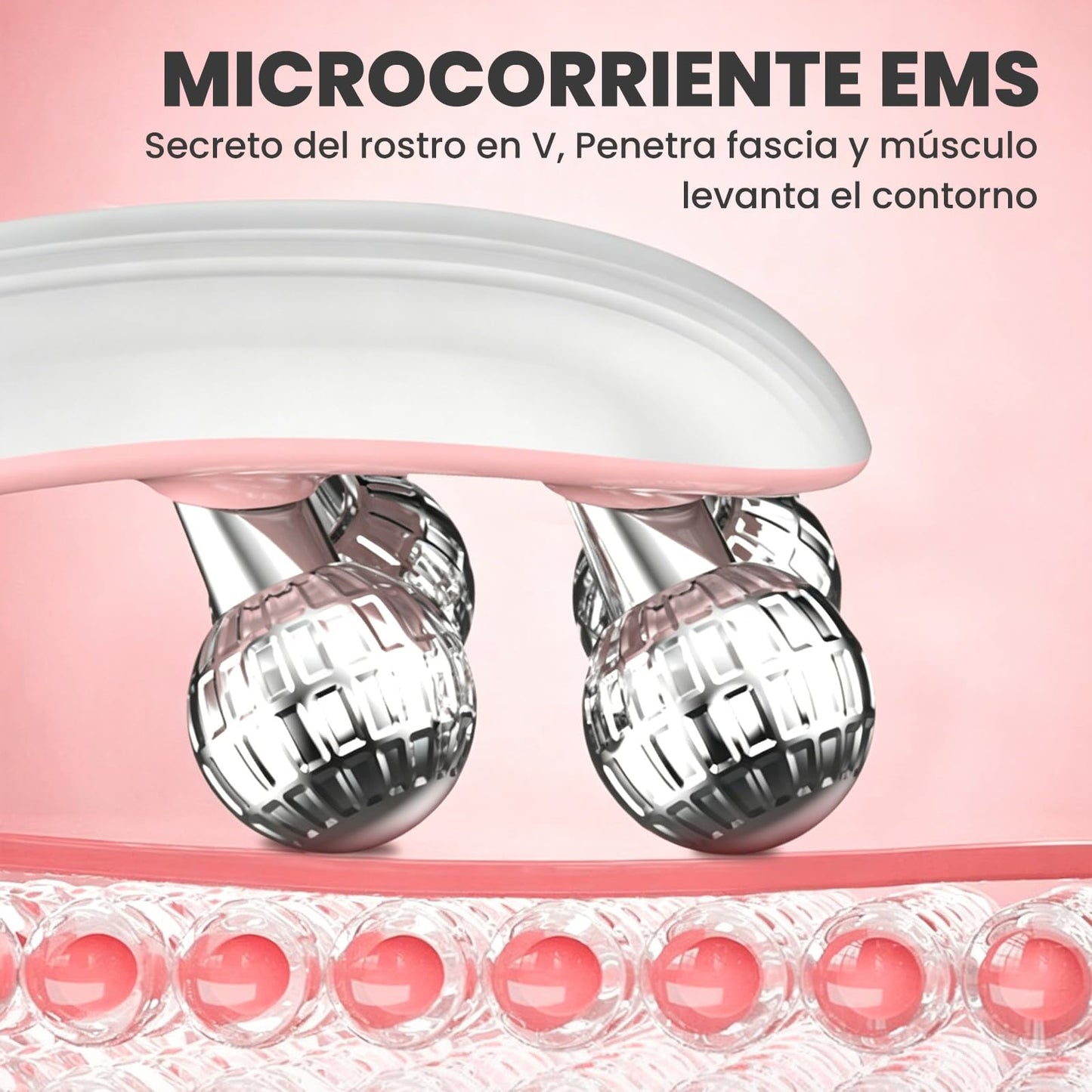 Masajeador Facial de EMS, Rodillo Facial Antiarrugas, 3 Niveles Regulables, para Lifting Facial, Reafirmacion Facial y Reduce la Papada, Apto para Rostro, Cuello, Piernas y Brazos