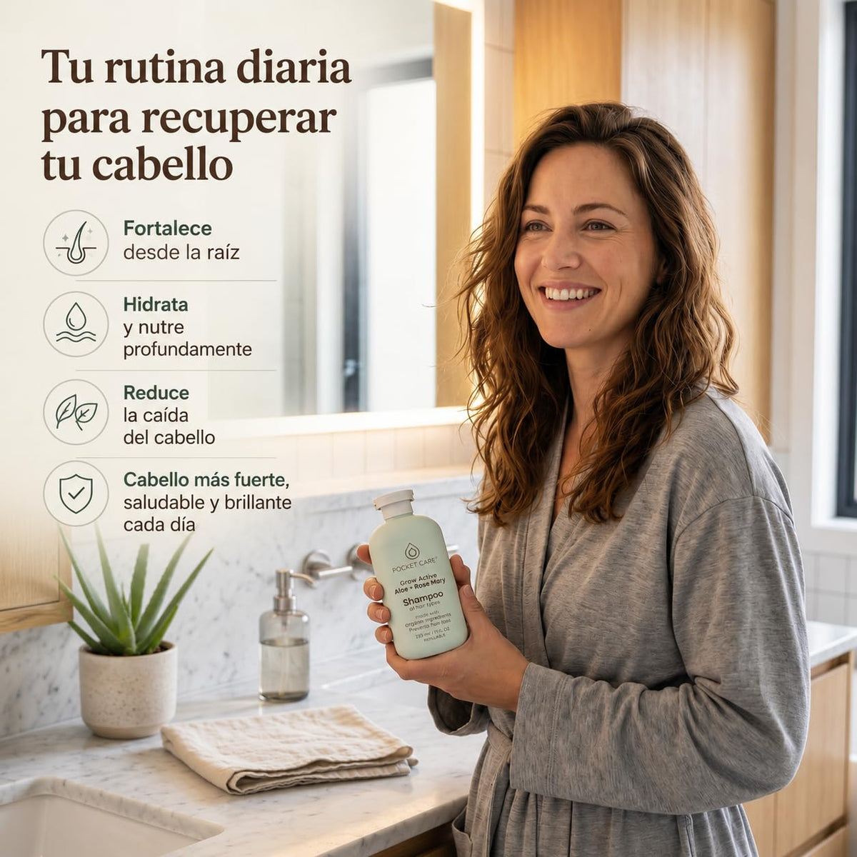 Shampoo Anticaída Crecimiento Capilar Romero Sábila Sin Sulfatos para Hombre y Mujer