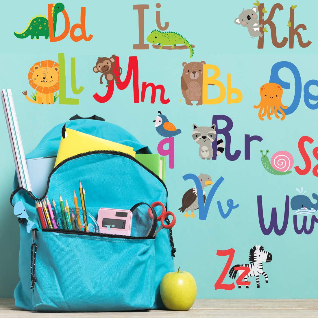 DesignStickers Calcomanías de pared del alfabeto para habitaciones de niños, ABC para niños y niñas, decoración de sala de juegos, calcomanías de pared para habitaciones de niños