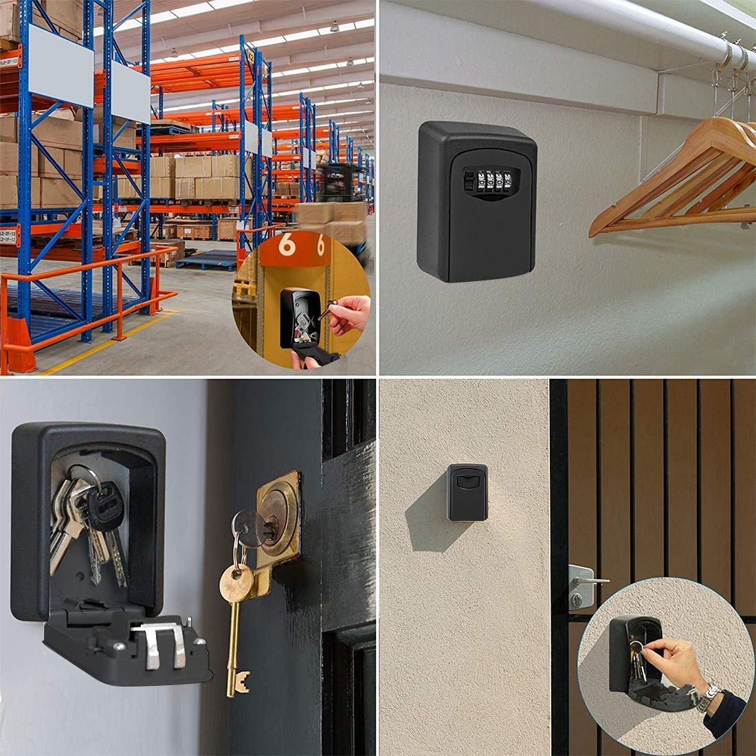 Caja de Almacenamiento de Llaves RabbitStorm Negro Rueda de Código de 4 Dígitos Impermeable para el Hogar y Fábrica