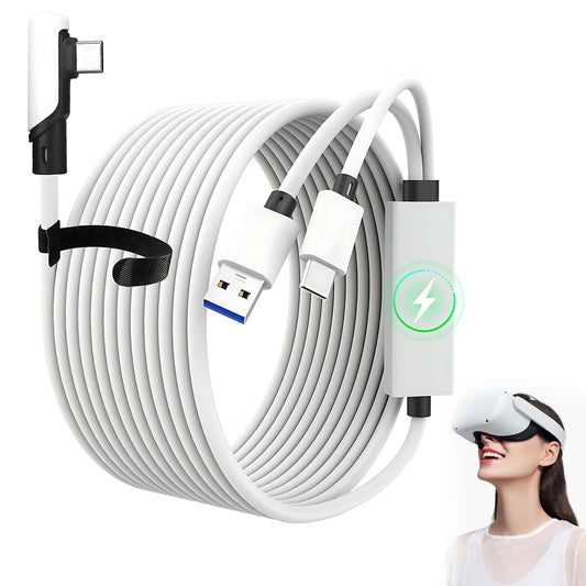 HGFBSFAA Cable de Enlace de Compatible con Meta Oculus Quest 2 Pico Accesorios y Juegos de PC Steam VR, Cable de Transferencia 5 Gbps USB 3.0 Tipo C, Puerto de Carga USB C para Auriculares VR, 5M