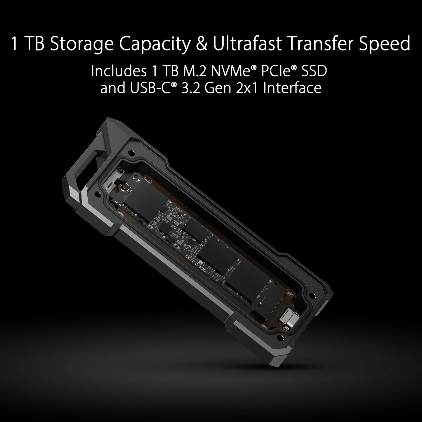 SSD Portátil TUF Gaming 1 TB Negro Aluminio Resistente para Hombre