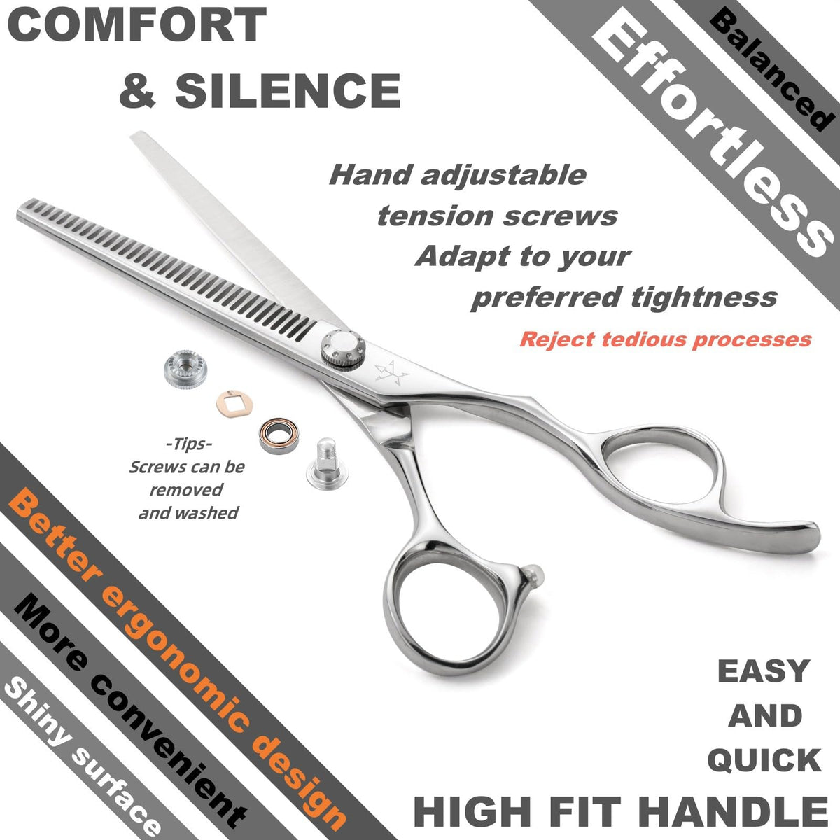 Fengliren Tijeras profesionales de alta gama para adelgazar el cabello, tijeras de corte de dientes, peluquería para peluquería, tijeras texturizantes, extremadamente afiladas, aleación de acero