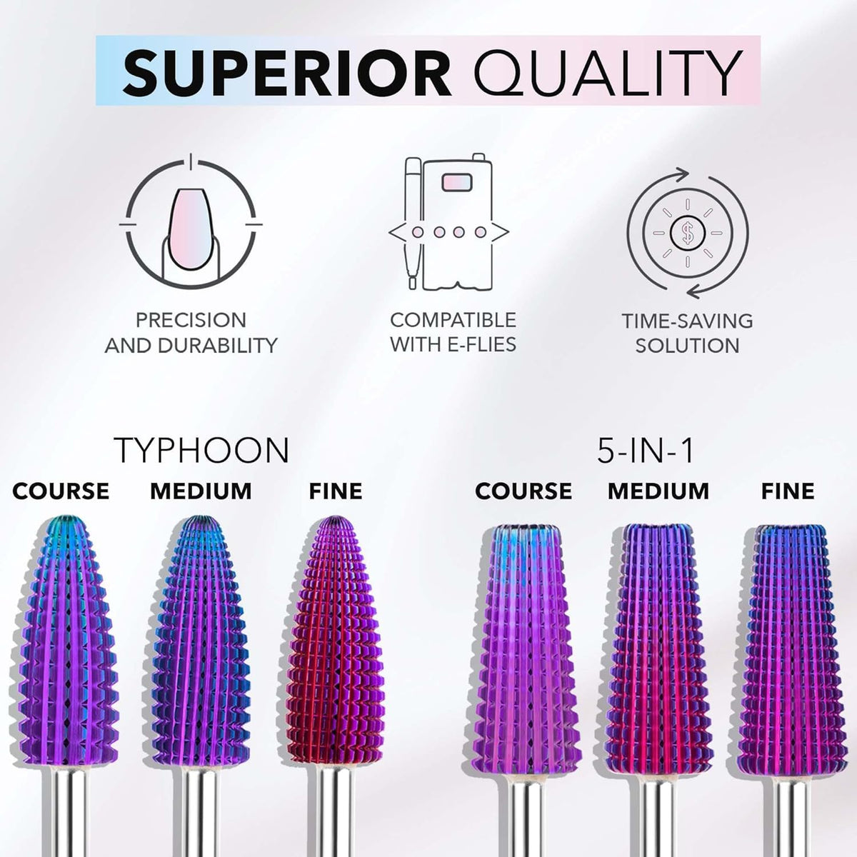 KIARA SKY Brocas Moradas para Taladro de Uñas E-File (5-En-1 Fino)
