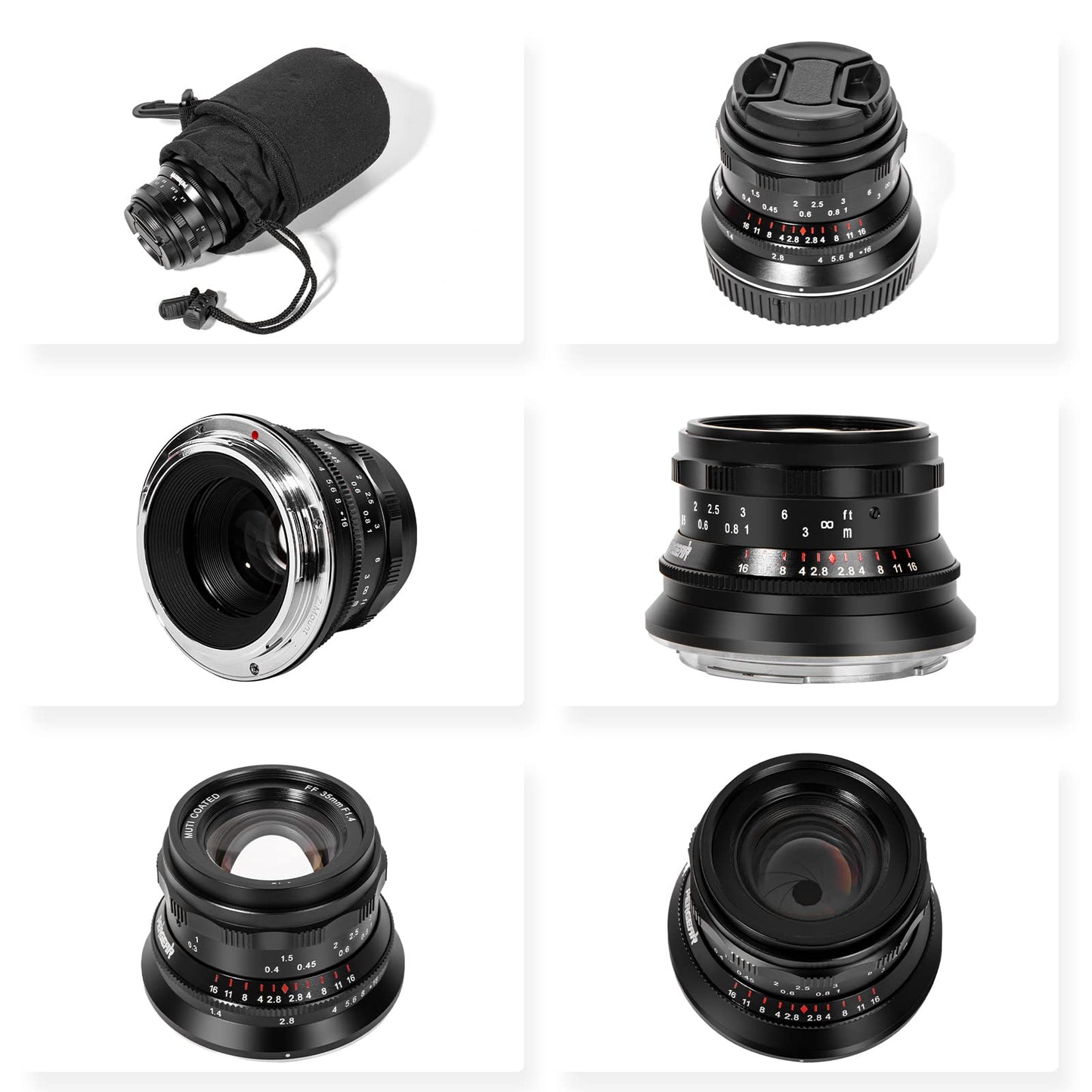 PERGEAR - Lente de Enfoque Manual de fotograma Completo F1.4 de 35 mm, Compatible con cámaras Sony E-Mount A7 A7II A7III A7R A7RII A7RIII A7RIV A7S A7SII A7SIII A9 A7C A6400 A6600 A6100 A6500 A63000