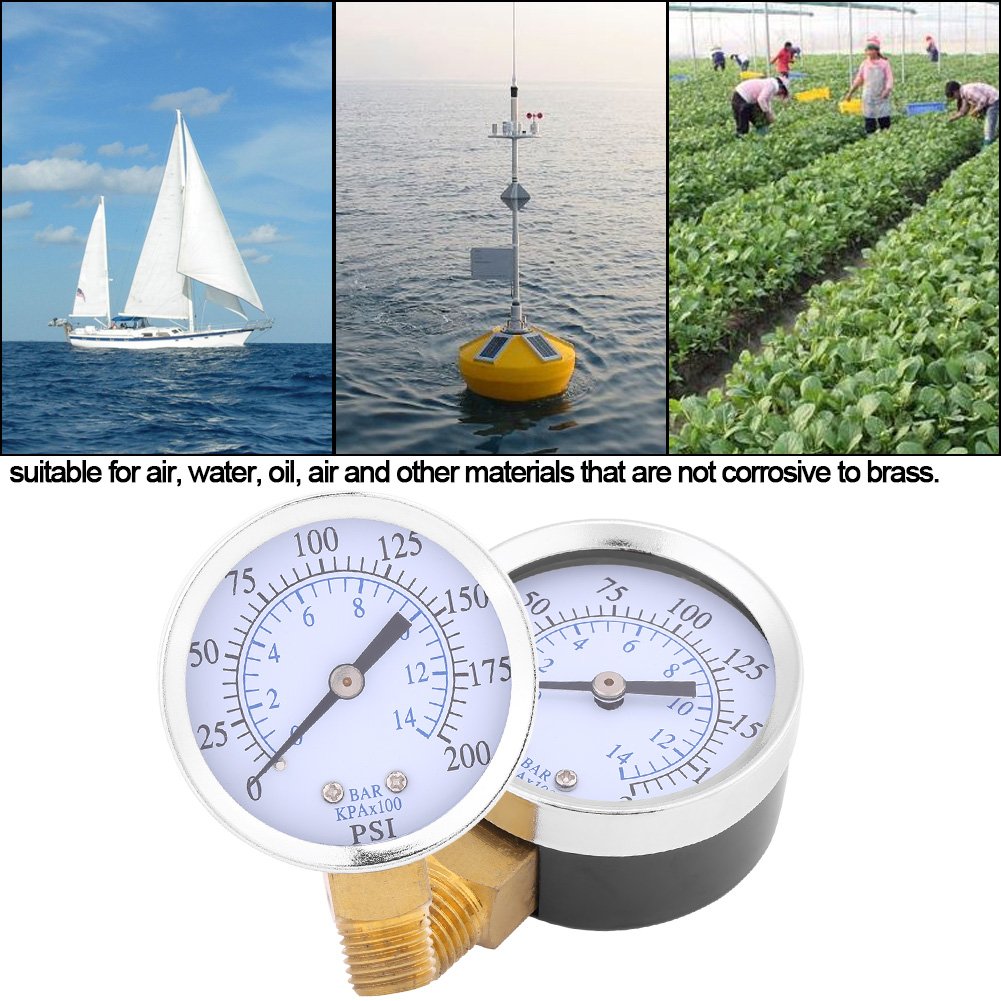 Manómetro Compresor de Aire NPT 0-200PSI con Caja Metálica de Montaje Inferior