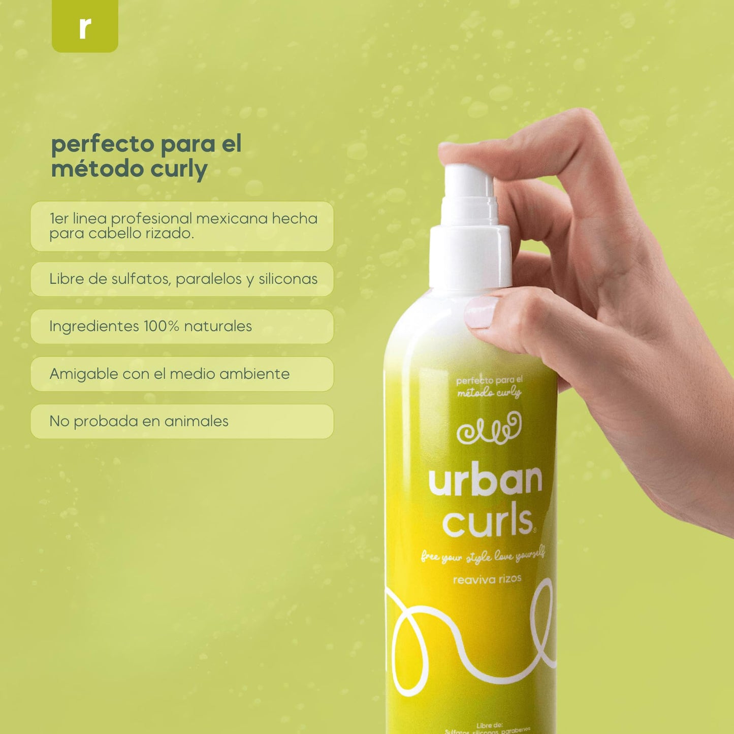 URBAN CURLS Reaviva Rizos 960 ml – Activador para Definir Rizos – Hidratación y Reactivación de Rizos – Sin Sulfatos, Parabenos, Siliconas ni Aceites Minerales – Ingredientes 100% Naturales y Orgánicos