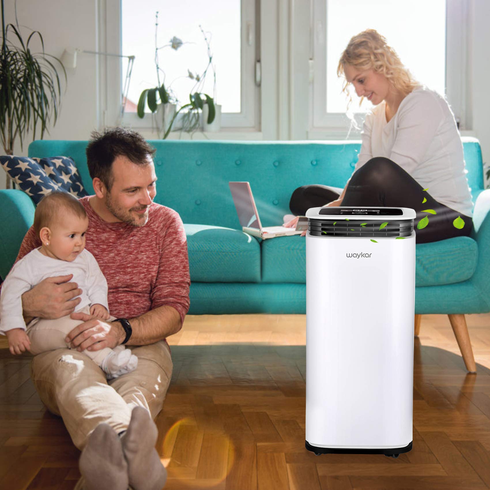 Deshumidificador Waykar Blanco con Control Táctil y Manguera de Drenaje para Sótanos y Habitaciones Grandes