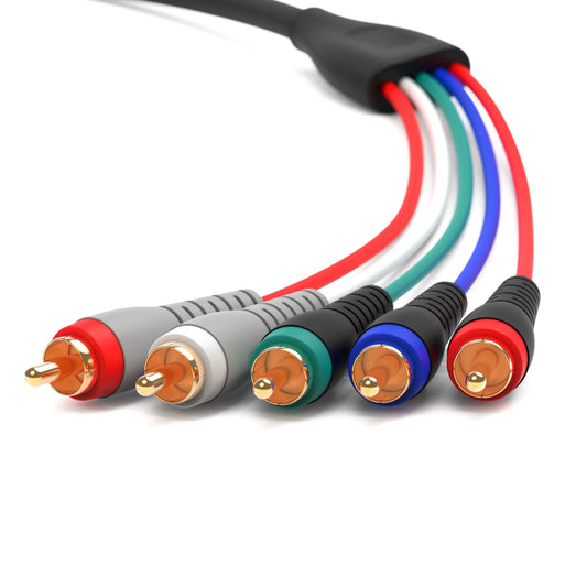 BlueRigger Cable de vídeo componente con audio (20 pies, cable RCA- 5, compatible con reproductores de DVD, videocámara, proyector