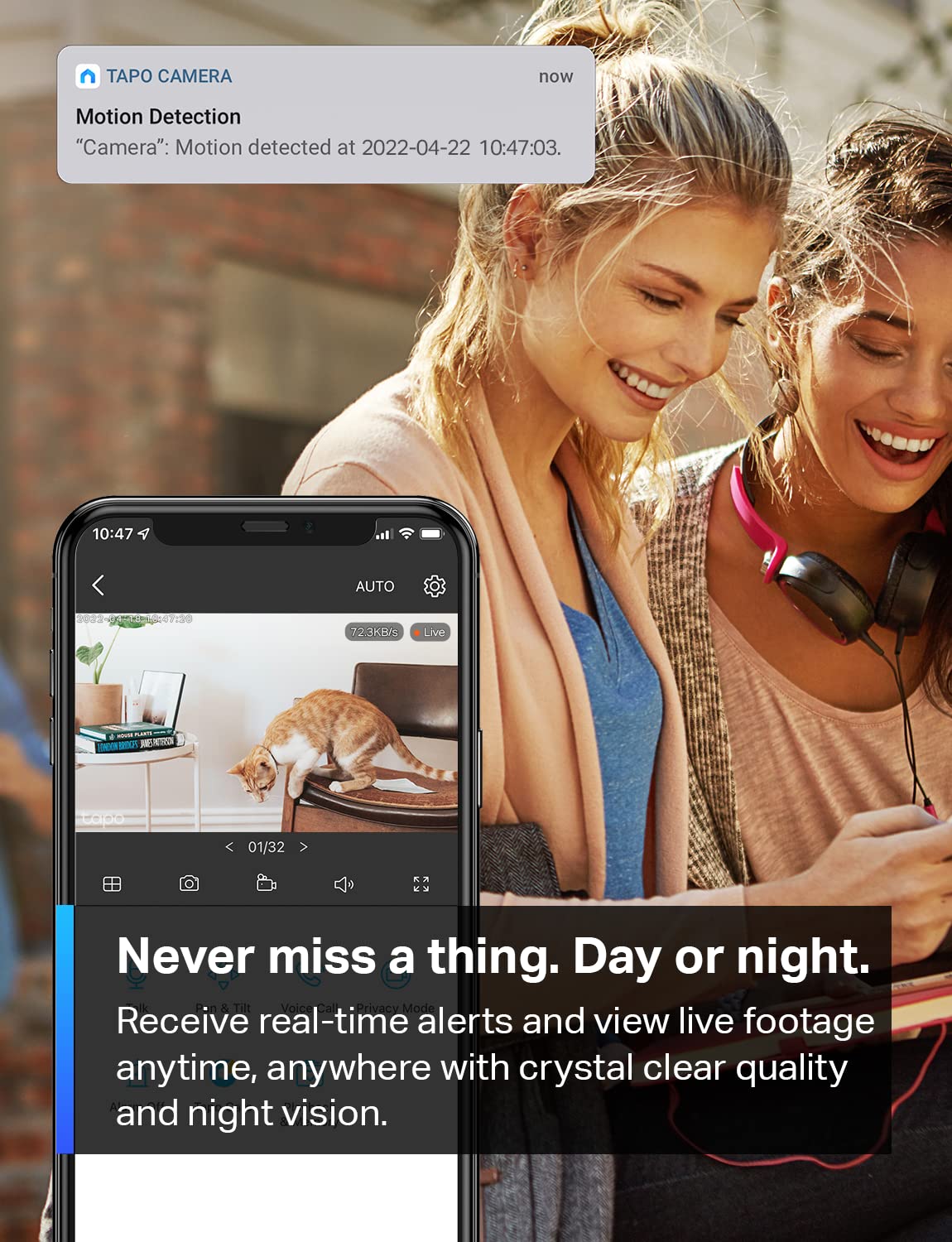 Cámara Wi-Fi de Seguridad TP-Link Tapo C100 Blanca con Audio Bidireccional y Detección de Movimiento Compatible con Alexa