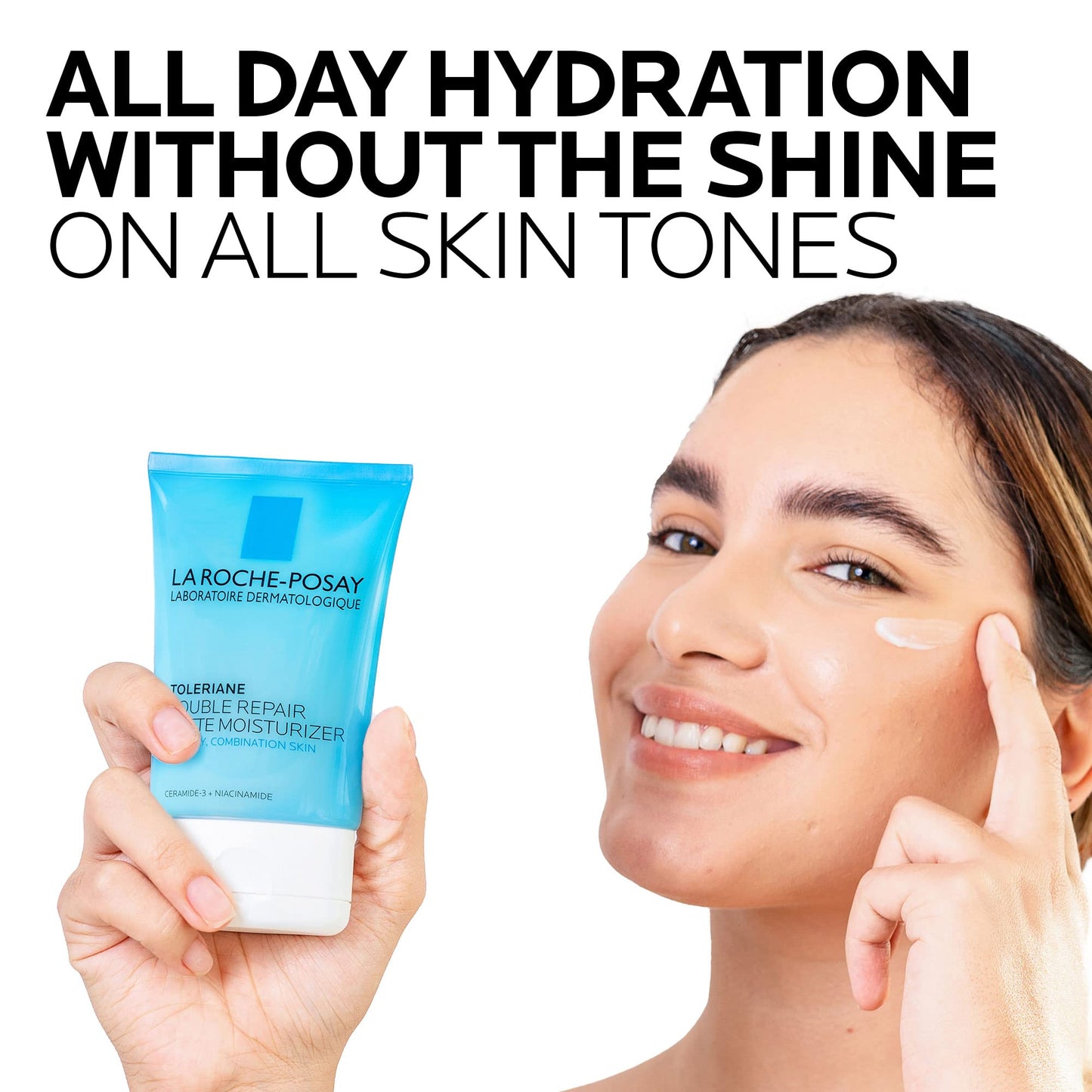 La Roche-Posay - Crema hidratante facial mate de doble reparación Toleriane, humectante en gel diario para controlar la piel grasa con niacinamida, sin aceite