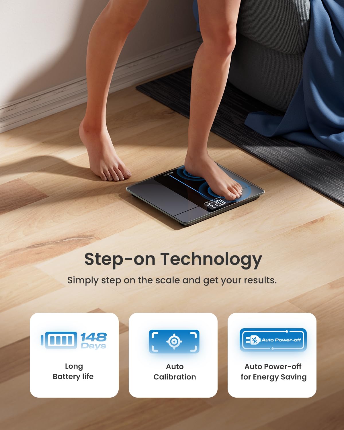 Báscula de Baño RENPHO 550 lb Alta Precisión Pantalla LCD Baterías Incluidas