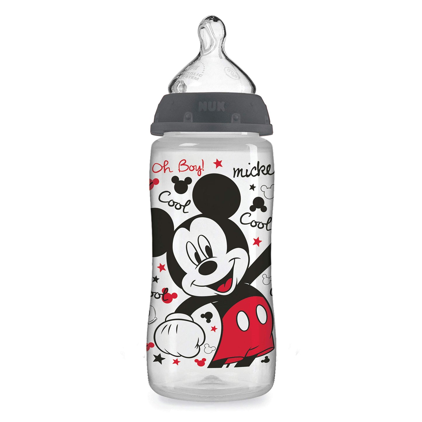 NUK Disney Orthodontic Bottle with Silicone Nipple, 10 Ounce, 3 Count, Mickey Mouse, 3 unidades