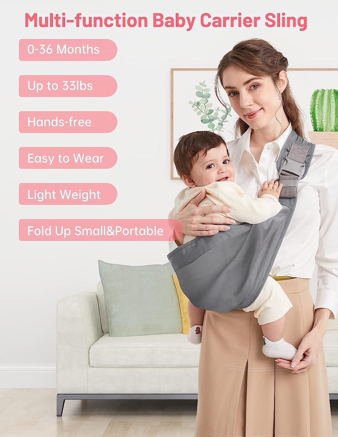 Mumgaroo - Portabebés para bebé, con un hombro, ergonómicamente ajustable, para bebés recién nacidos a niños pequeños, para entrar y salir rápidos, talla única