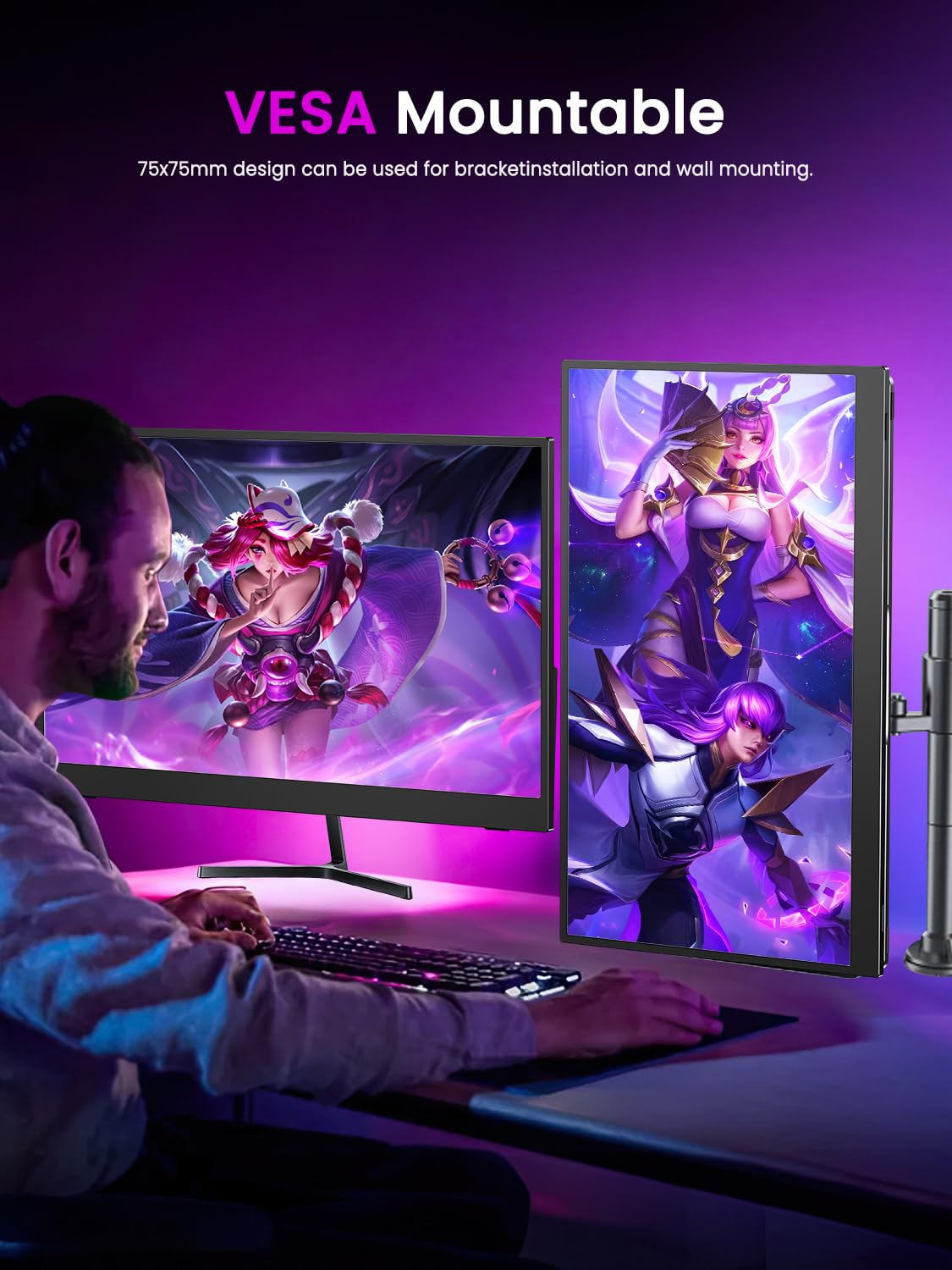 Monitor de Computadora UPERFECT 4K Truely UHD IPS con FreeSync y Adobe RGB, Brillo 500 Nits HDR, 17.3 Pulgadas Tipo-C HDMI VESA, Inteligente con Protección Ocular