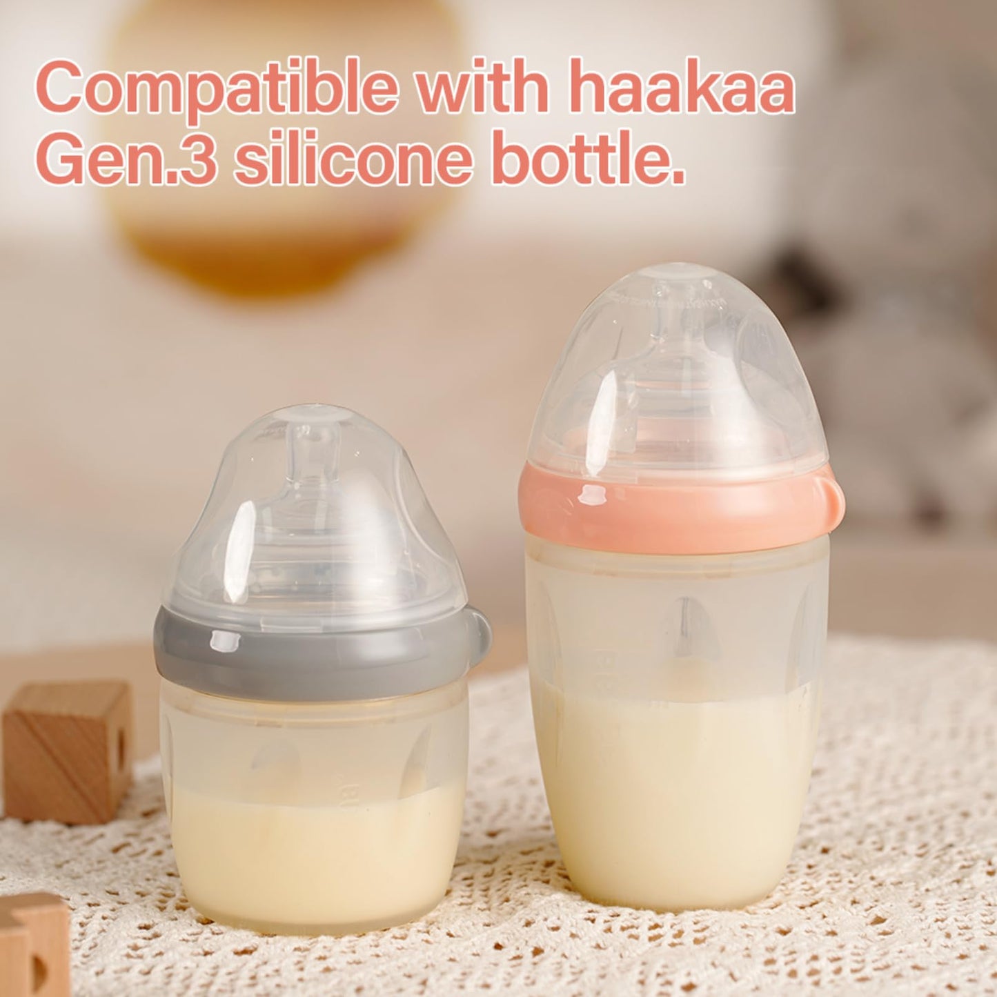 Haakaa Gen.3 - Tetina de silicona anticólicos para biberones, 100% silicona para biberones, flujo medio, 3 m+, 2 unidades