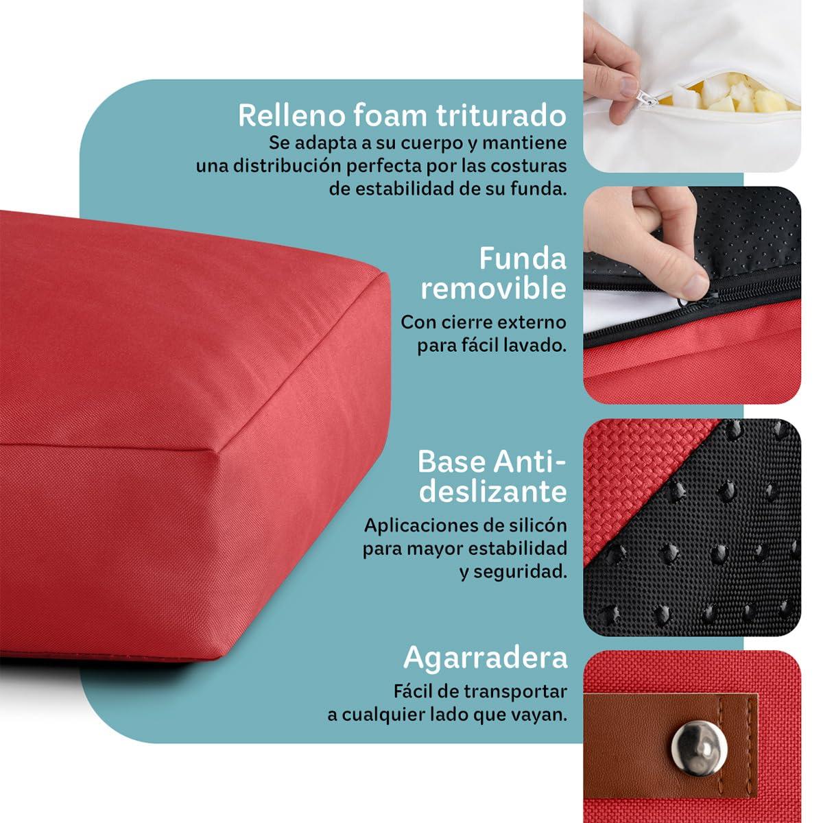 Cama Antiestrés Esquimal para Perro y Gato Rojo Lavable Chico