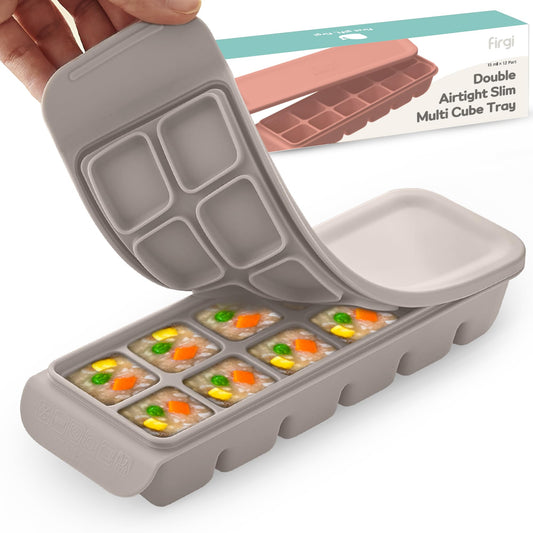 Firgi-Contenedores de silicona 100% de grado alimenticio c/tapa hermética, 148 ml, 12 secciones; p/hielo, frutas, leche materna, purés, verduras para bebés y niños pequeños; sin BPA, hecho en Corea