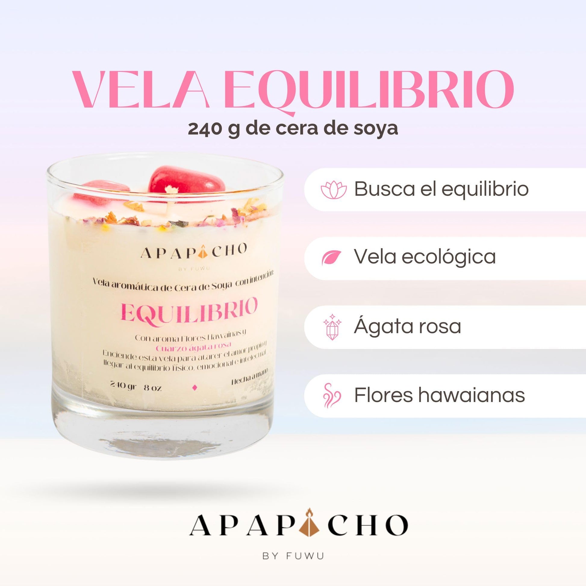 Fuwu, velas aromaticas relajantes de cera de soya con cuarzos naturales, velas decorativas hechas a mano con hierbas de olor, aromatizantes para hogar, velas aromaticas (Flores hawaianas con Sandía)