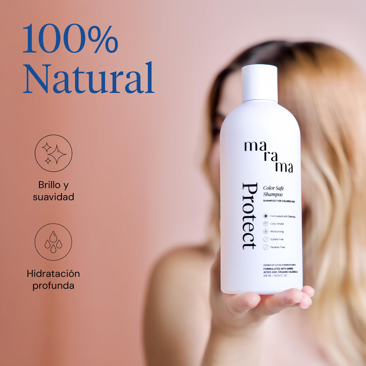 MARAMA | Protect Shampoo Para Cabello Teñido 500 ml – Contiene Aminoácidos y Caléndula Orgánica | Sin Sulfatos y Parabenos | Shampoo Antifrizz