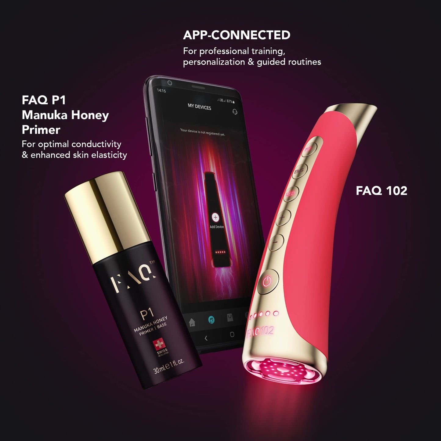 FAQ 102 - Radiofrecuencia facial - Masajeador facial reafirmante - Luz roja LED para el cuidado de la piel - Alta frecuencia para tonificación - Tratamiento antiarrugas - Pink Ruby