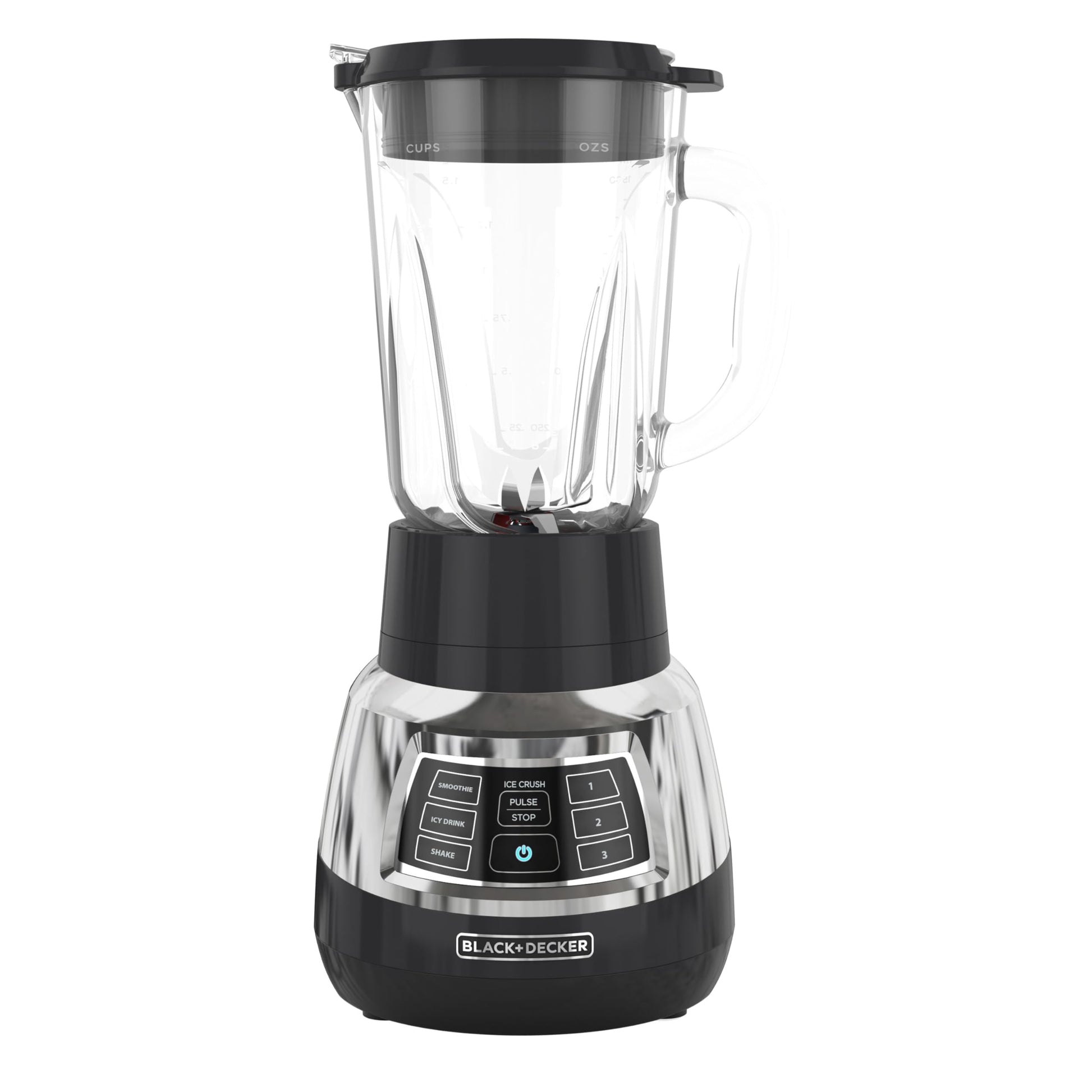 BLACK & DECKER Licuadora acero inoxidable silenciosa con vaso de vidrio Cyclone Modelo BL1400DG-P