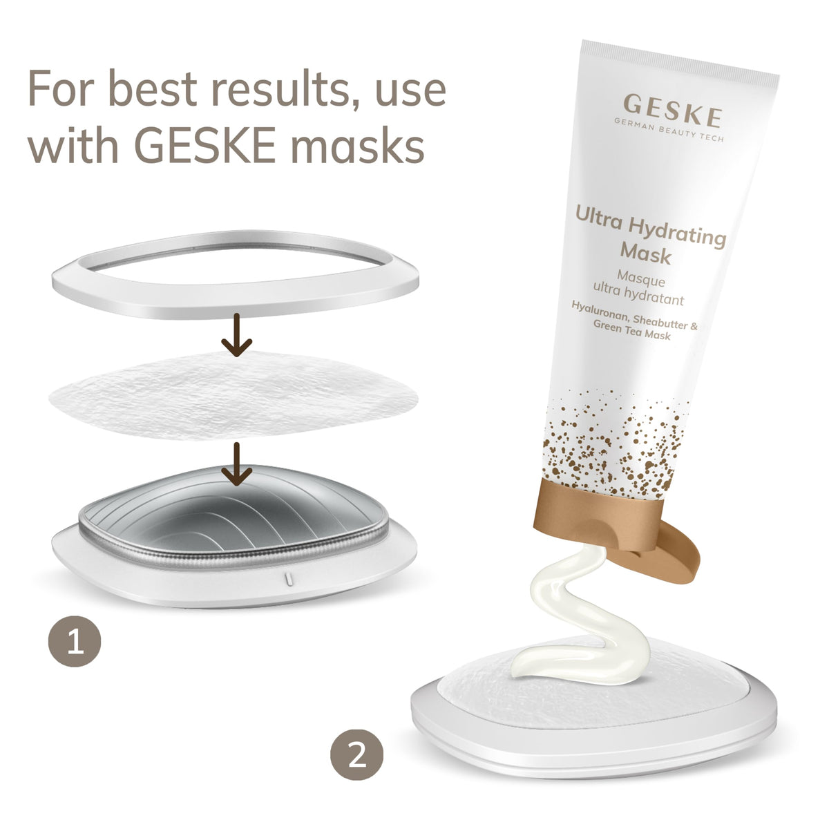 GESKE | SmartAppGuided™ Sonic Warm & Cool Mask | 9 en 1 | Máscara facial LED de belleza | Espectro LED completo y terapia de luz roja | Calor/frío | Mayor absorción de productosl | masajeador facial