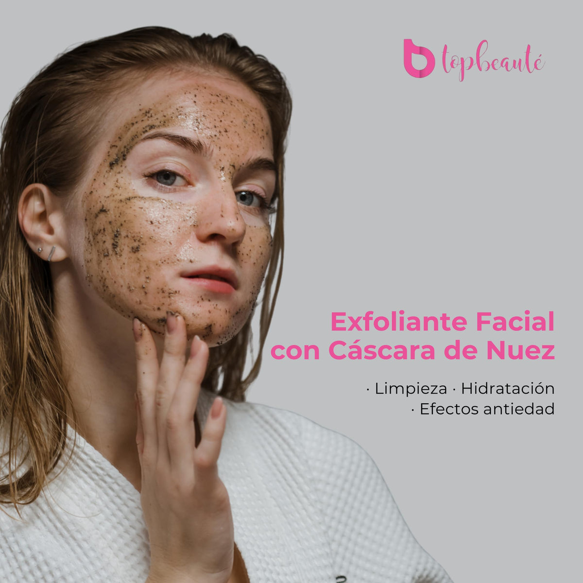 Top Beauté - Exfoliante Facial Gel Cleanser Nut Hidratante y Anti Edad Renovación Celular con Colágeno, Cáscara de Nuez y Avena 120g - Aporta Elementos Limpiadores, Hidratantes y Antiedad