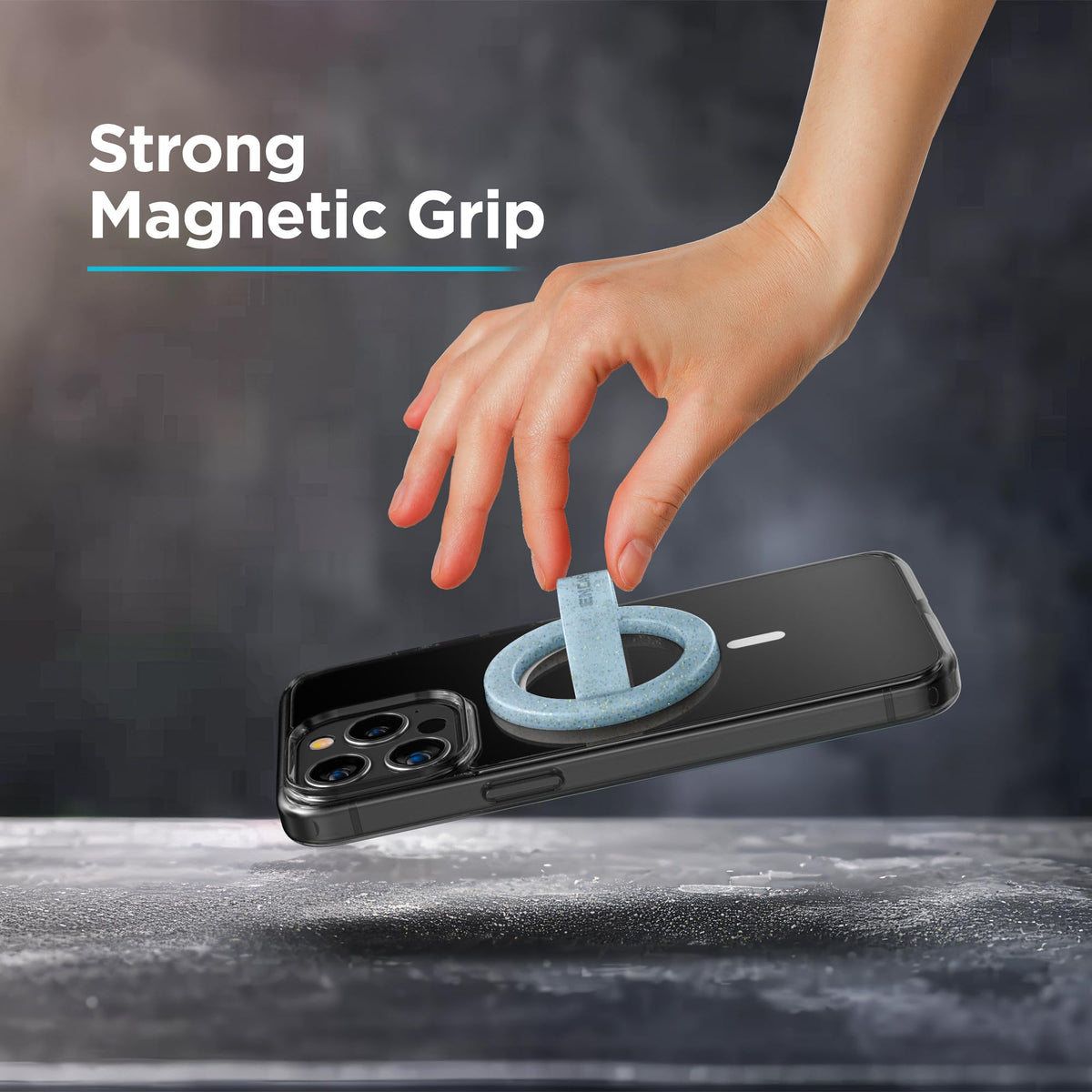 Soporte Magnético para Teléfono con Agarre de Bucle, Anillos de Silicona para iPhone, Brillo y Azul Brillante (Paquete de 2)