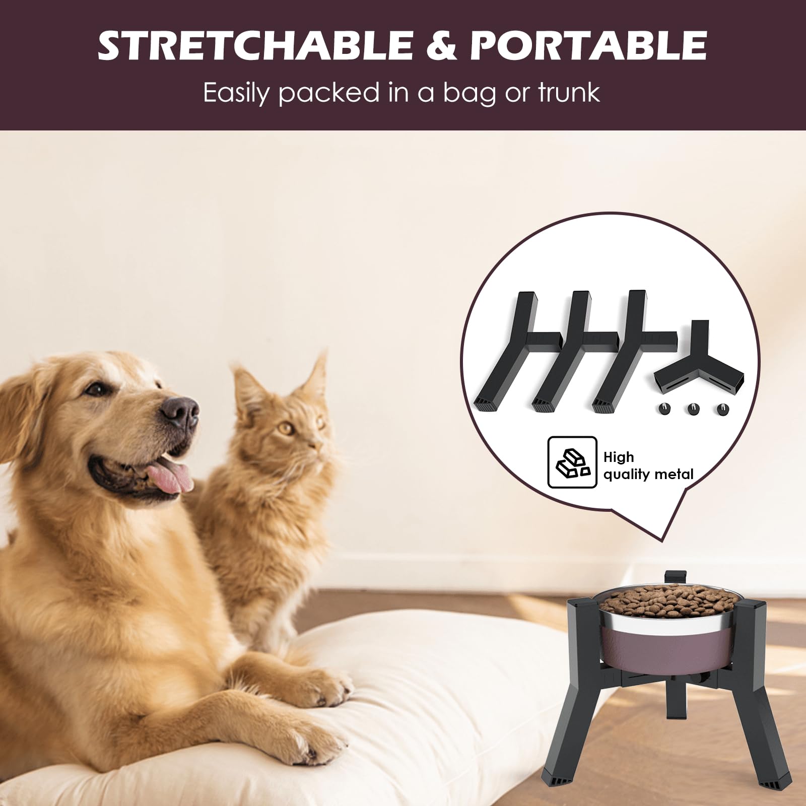 Cuencos Elevados SHAINFUN Ajustables para Perros Medianos